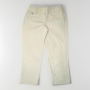 LOFT Light Beige w/Khaki Pinstripes Julie Fit Cropped Pants Women's Size 6